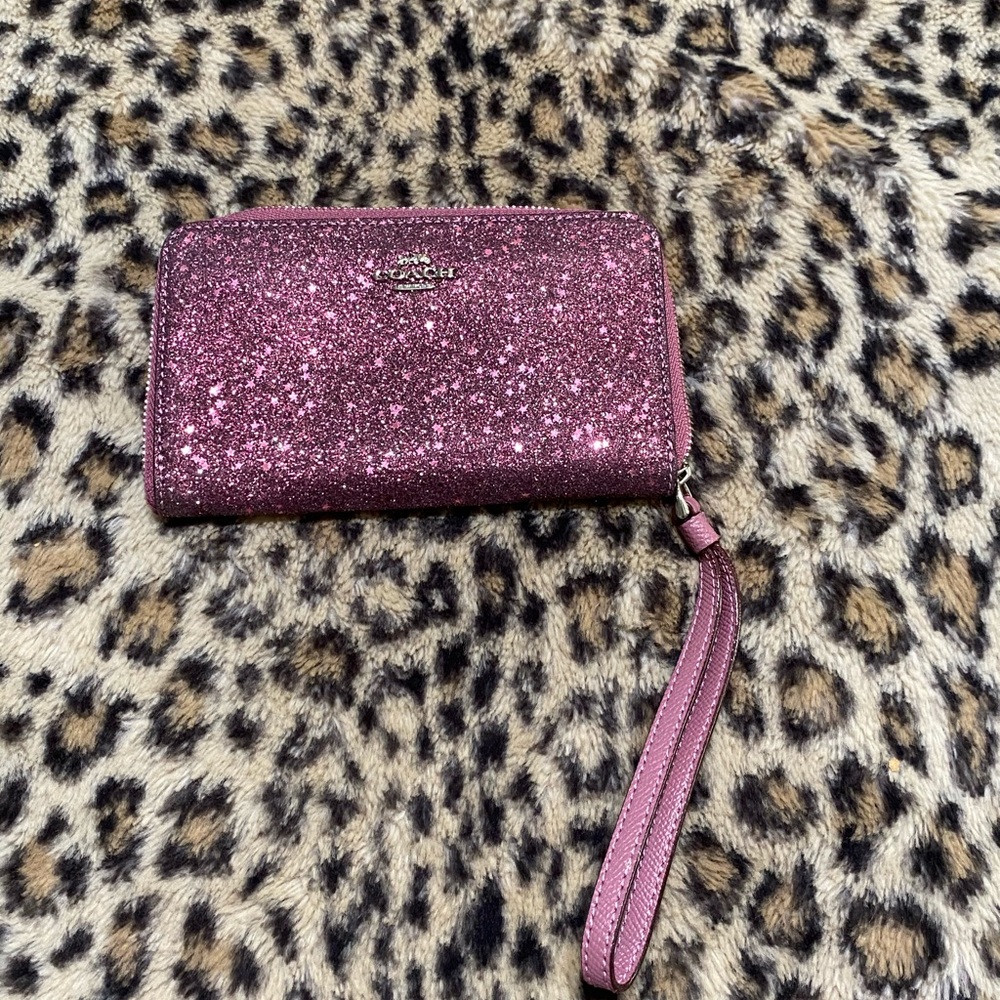 Coach Champagne Star Glitter Phone Wallet